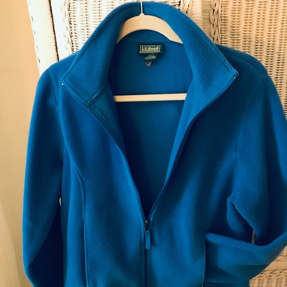 LL BEAN FLEECE JACKET Size M BLUE - Picture 6 of 6